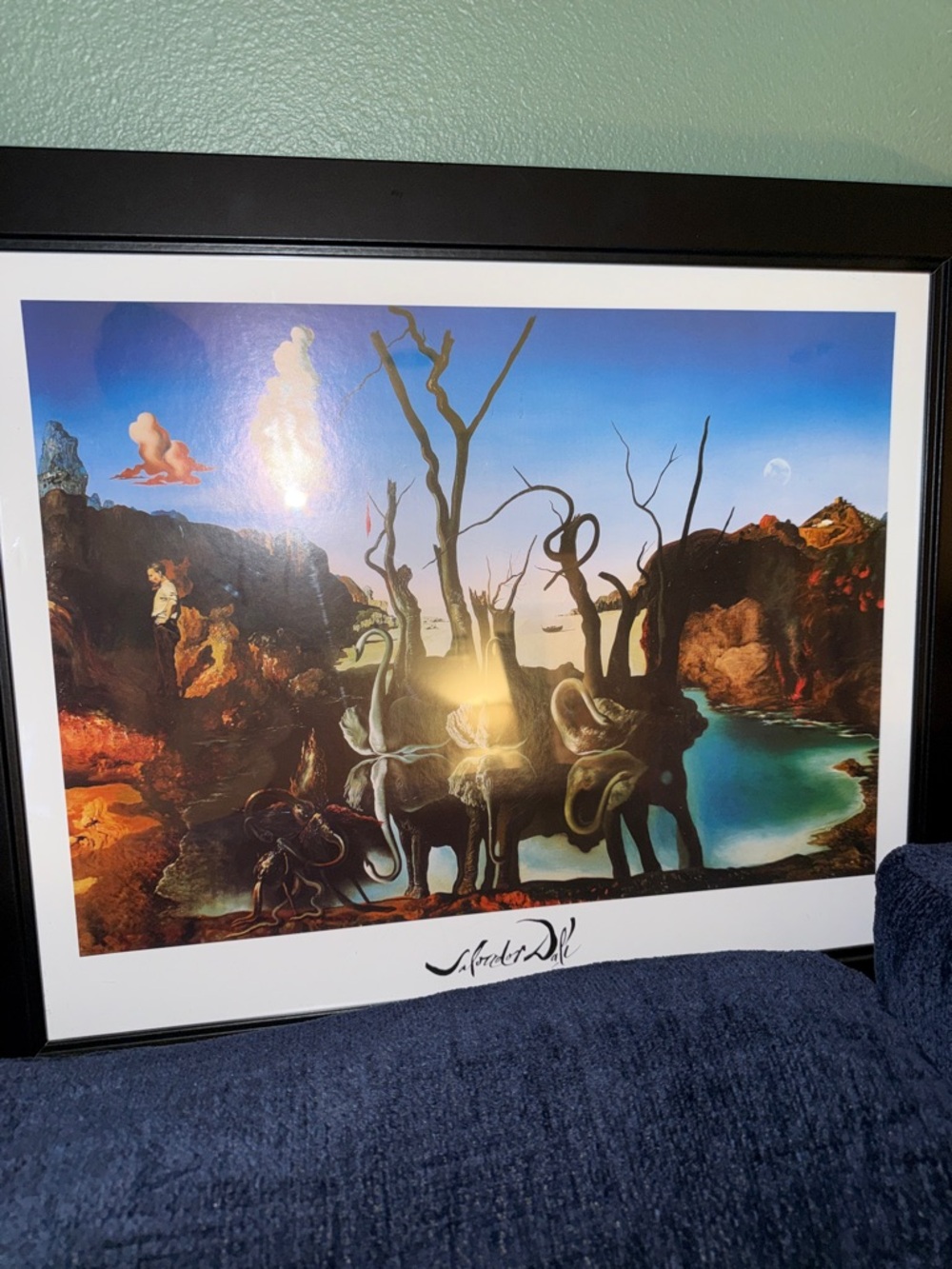 Salvador Dali Swans Reflecting Elephants 23 x 19 Framed Art Print Poster Vintage